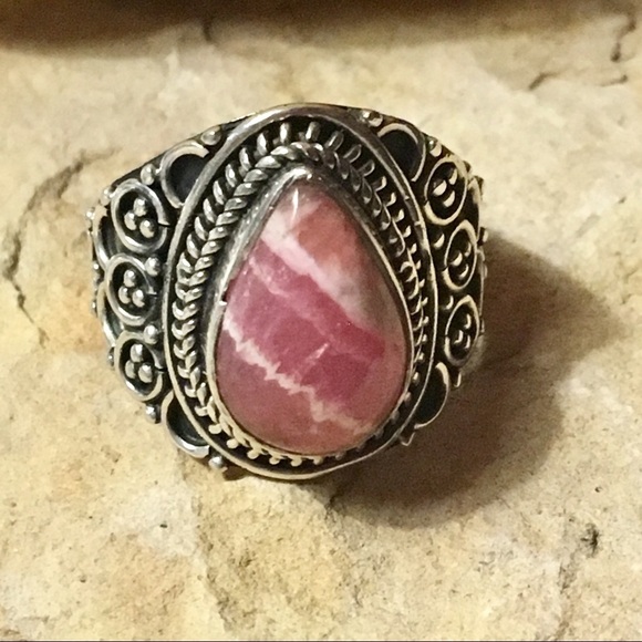 Rhodochrosite 925 sterling silver ring 8 NWT - Picture 6 of 6